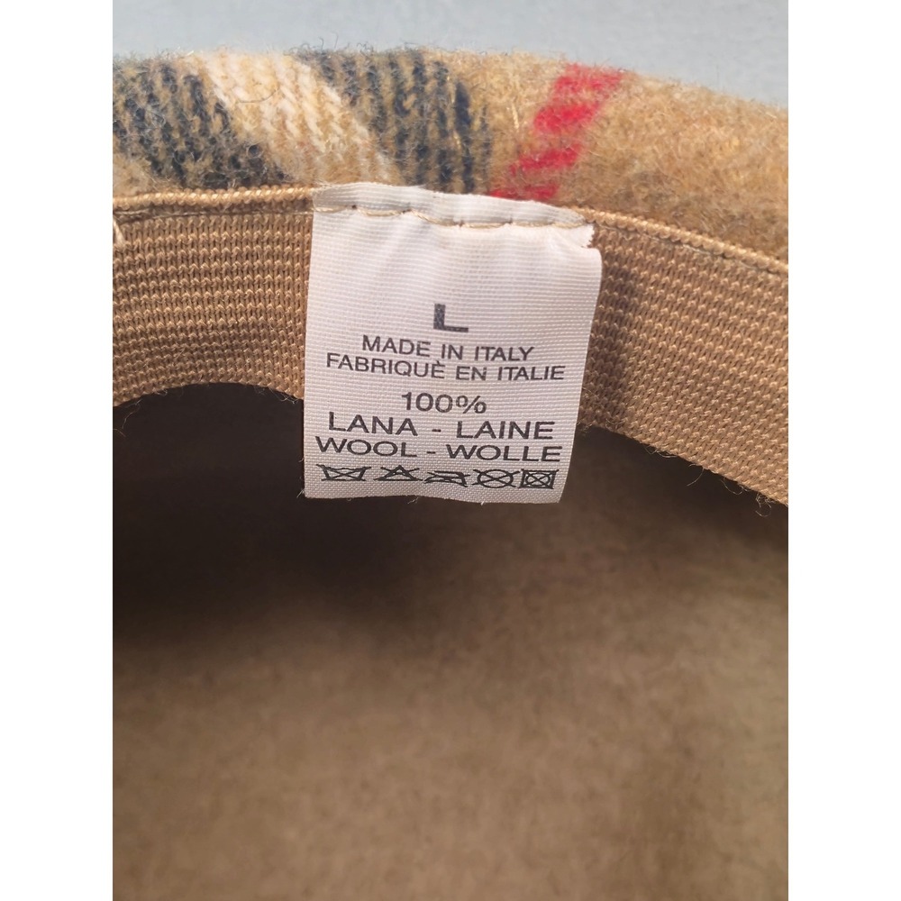 Nova Check Flat Cap 100% Wool Made in Italy Beige Plaid Driver Hat L - Picture 7 of 10